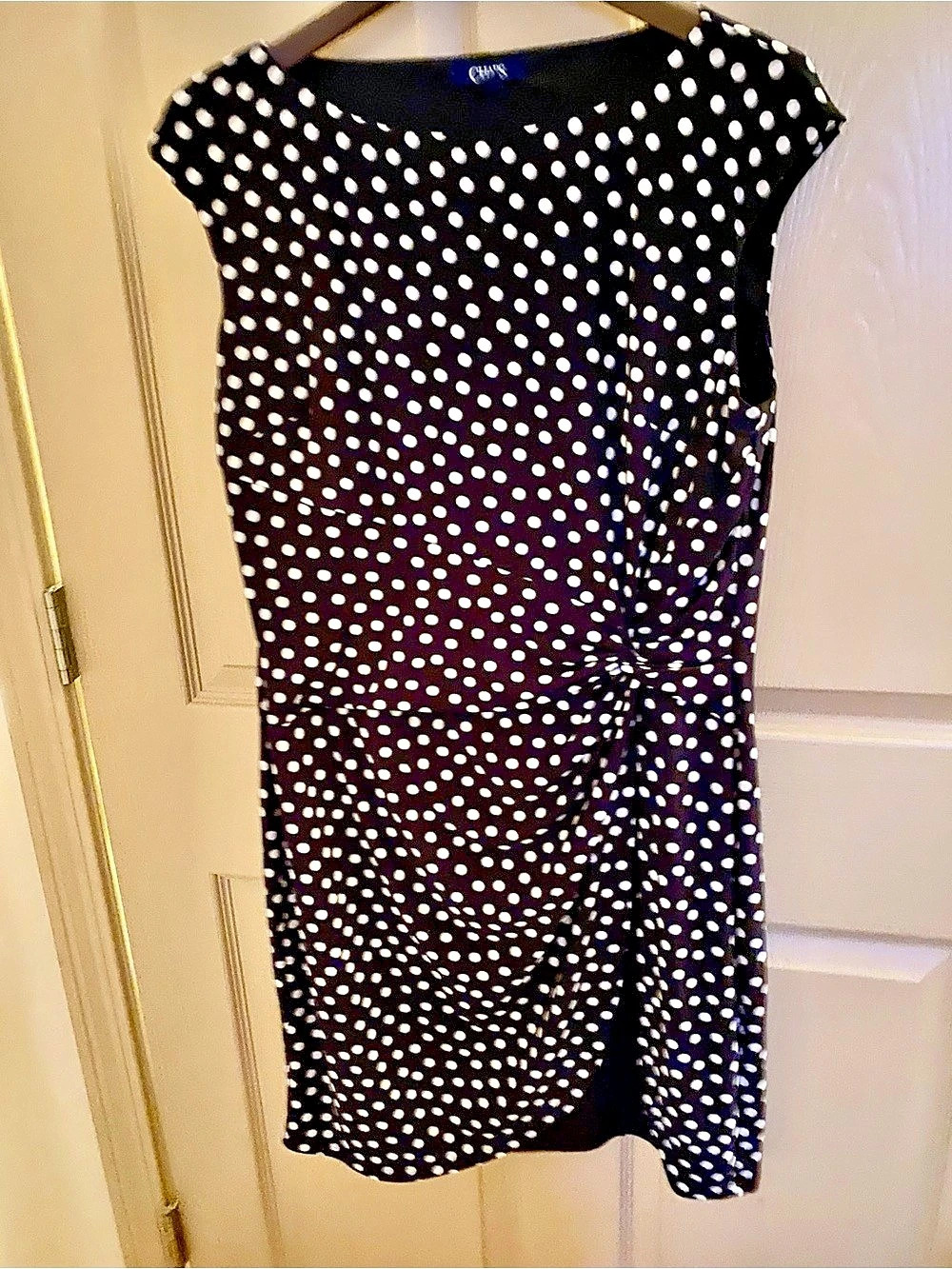 Chaps Polka Dot Mini Dress in Black & White